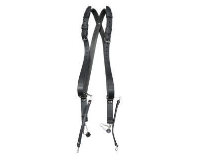 Tracolla doppia Pistolero Deluxe in vera pelle - nera