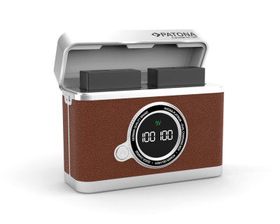 Custodia di ricarica doppia Platinum Retro per Fuji NP-W235 con USB-C