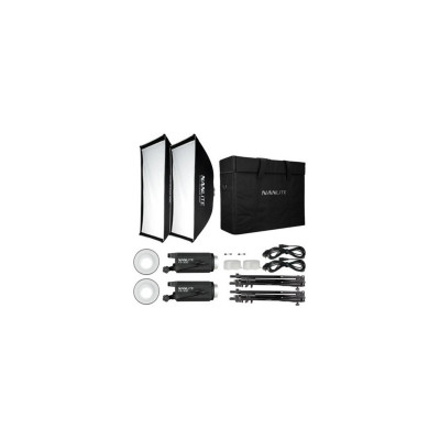 FS-300 KIT CON SOFTBOX 60X90 E STATIVI - 2 LED