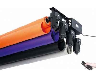 Set Porta Fondale Elettrico con controllo radio per 4 rotoli