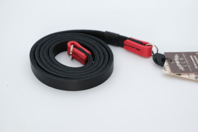Tracolla TR-XS in vera pelle - nera / gancio rosso