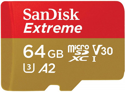 Extreme 64GB XC + adattatore SD (A2, V30, U3, UHS I, C10 - 160MB/s lettura, 60MB/s scrittura