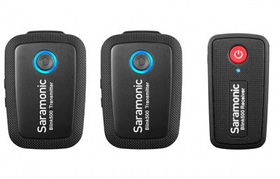 BLINK 500 KIT B2 MICROFONO WIRELESS RICEVITORE + 2 TRASMETTITORI PER FOTOCAMERE e Smartphone