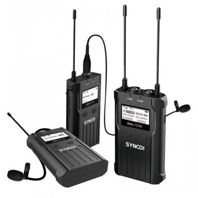 T3 SISTEMA WIRELESS UHF 180mt PROFESSIONALE OMNIDIREZIONALE A LAVALIER BATT. INTEGRATA - 2 TRASMETTITORI + 1 RICEVITORE